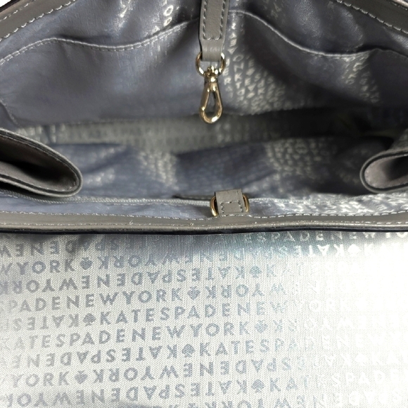 KATE SPADE GRAY BAG VARICK STREET ABBIE EXOTIC LEATHER SUEDE SATCHEL PURSE XBODY - Picture 14 of 16